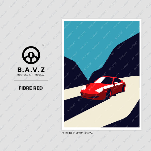 Porsche 996 fibre red - wall art