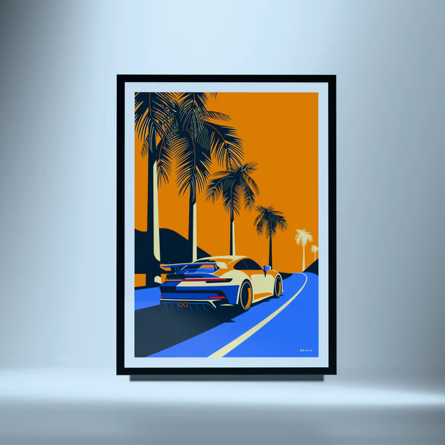 992 GT3 Glides by Palm Trees - Car Print