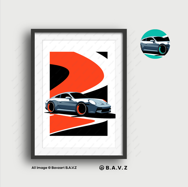 illustration of a porsche. 