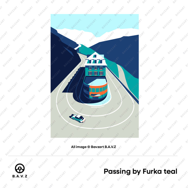 Porsche passing by Furka Hotel