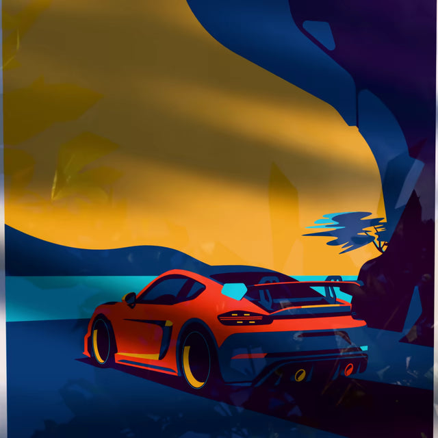 Cayman GT4 RS Unleashed from the Caves - Car Print