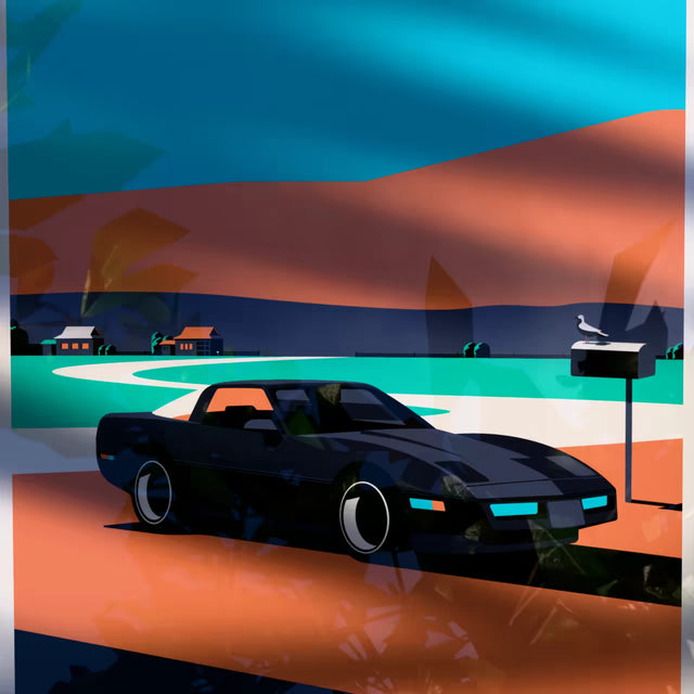 Corvette C4 Village stop - Limited Edition, Premium Giclée Print