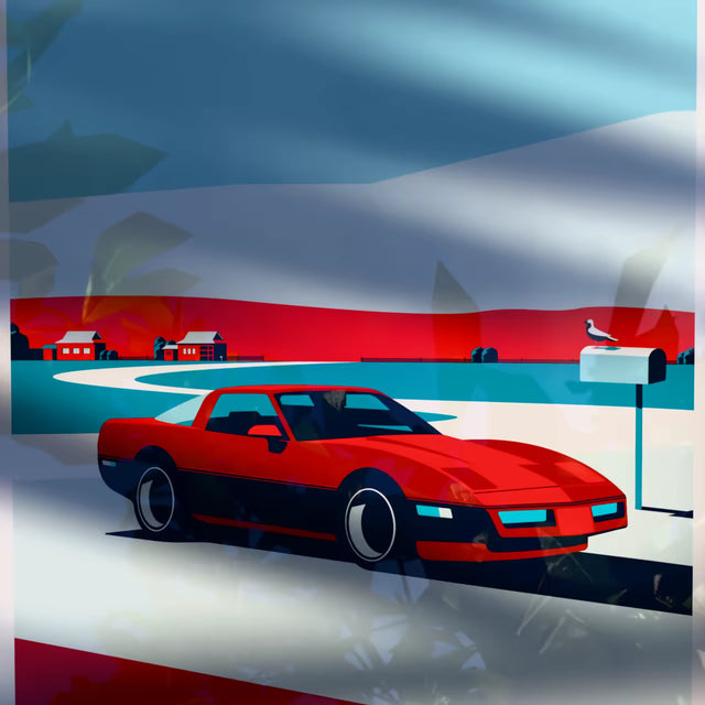 Corvette C4 Village stop - Limited Edition, Premium Giclée Print