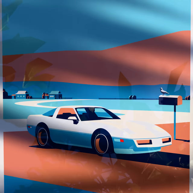 Corvette C4 Village stop - Limited Edition, Premium Giclée Print