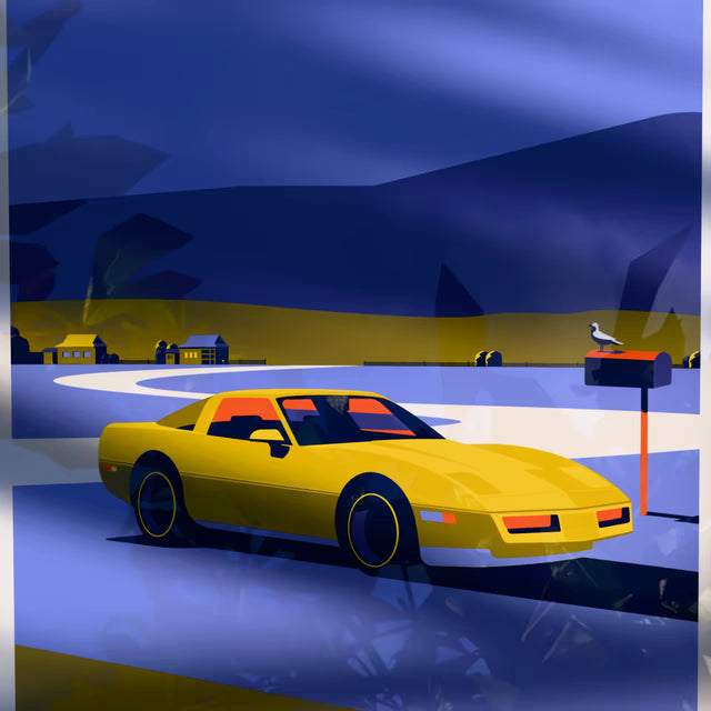 Corvette C4 Village stop - Limited Edition, Premium Giclée Print