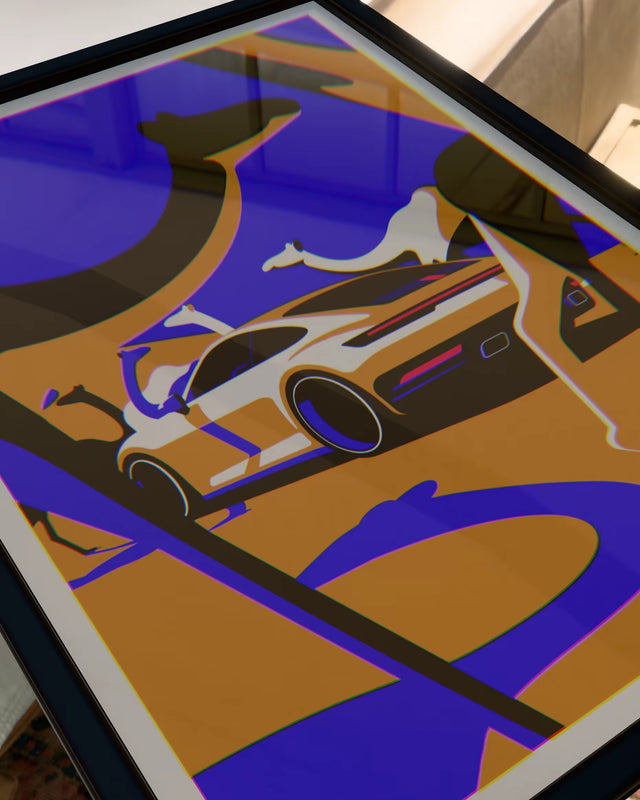 Desert Roar: Porsche 992 Carrera Amongst Majestic Camels - Car Print