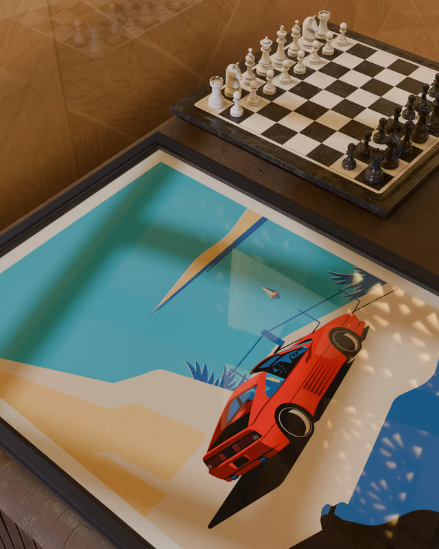 Ferrari 348 Speciale: Art in Motion by the Riviera - Car Print