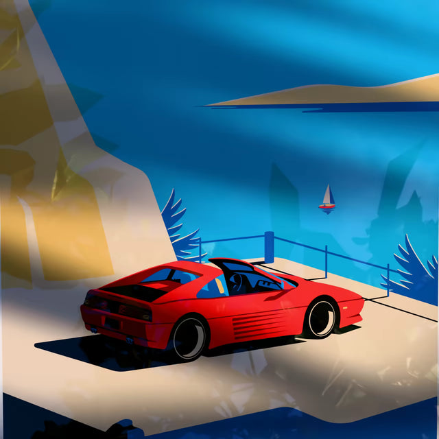 Ferrari 348 Speciale: Art in Motion by the Riviera - Car Print