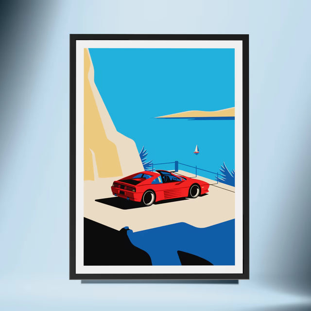 Ferrari 348 Speciale: Art in Motion by the Riviera - Car Print