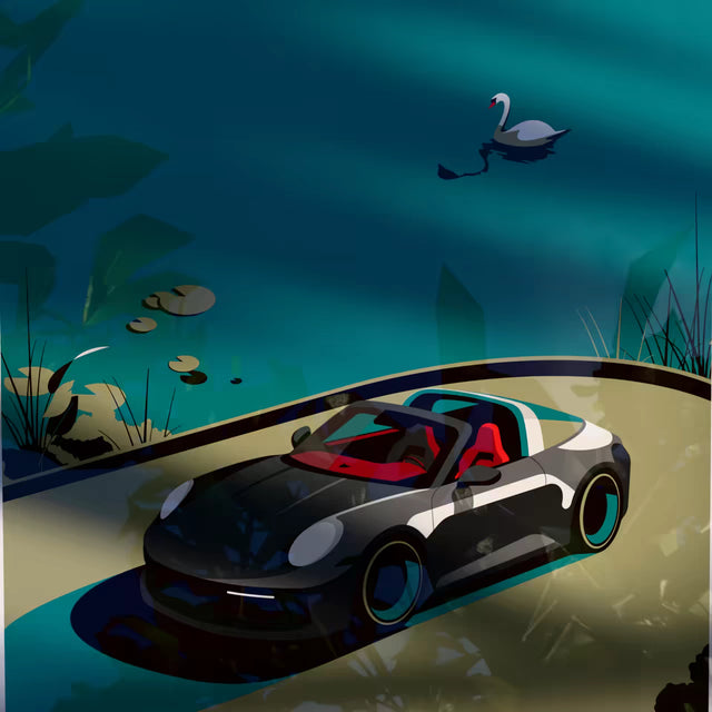Graceful Drives: The Porsche Targa Swan Edition - Car Print