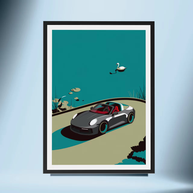 Graceful Drives: The Porsche Targa Swan Edition - Car Print