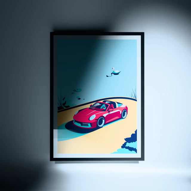 Graceful Drives: The Porsche Targa Swan Edition - Car Print