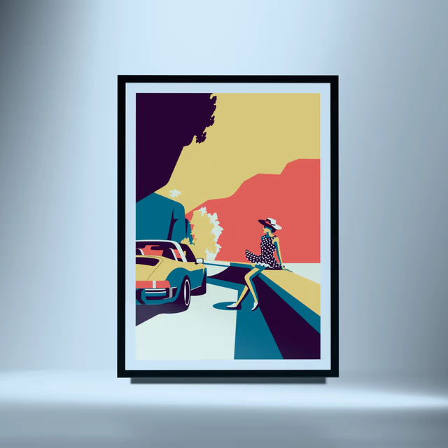 Lady and her Porsche Targa - Car Print