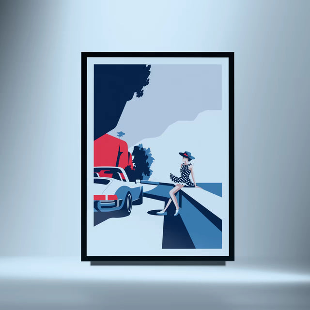 Lady and her Porsche Targa - Car Print