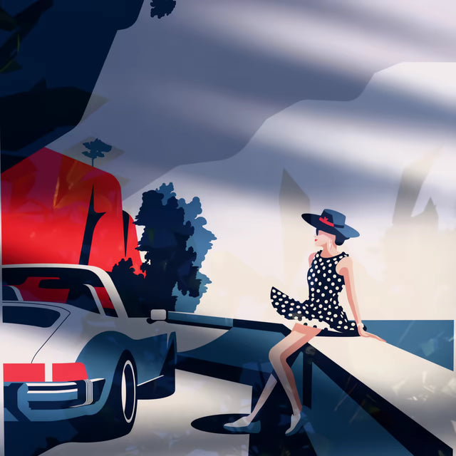 Lady and her Porsche Targa - Car Print