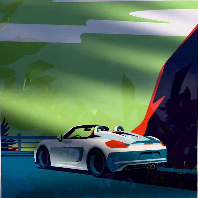 Porsche 981 Boxster cliffside escape - Car Print