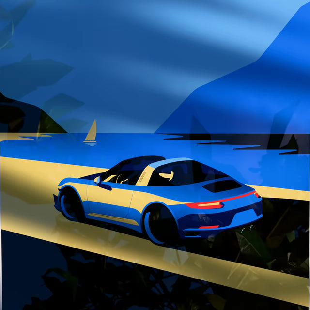 Porsche Targa By The Lagoon - Car Print