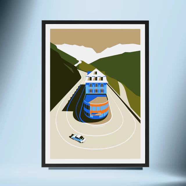 Porsche passing by Furka Hotel - Car Print