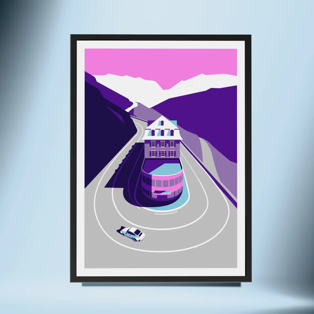 Porsche passing by Furka Hotel - Car Print