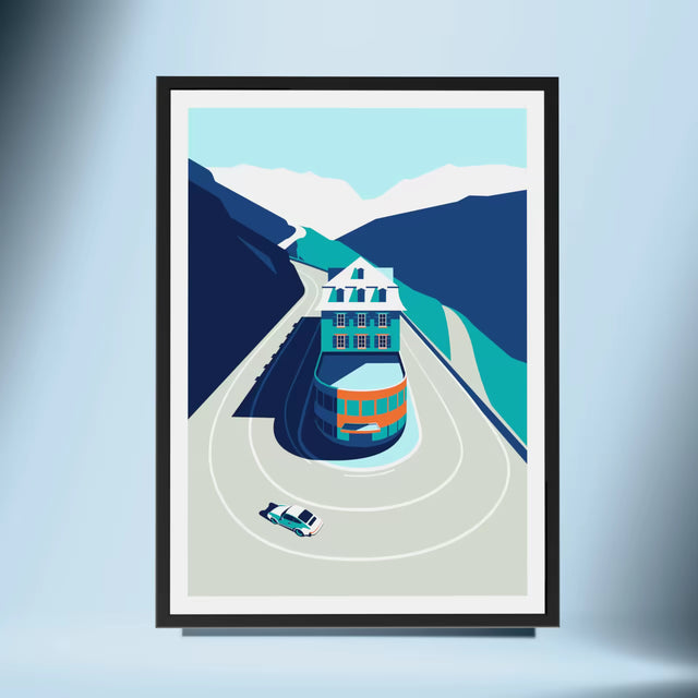 Porsche passing by Furka Hotel - Car Print