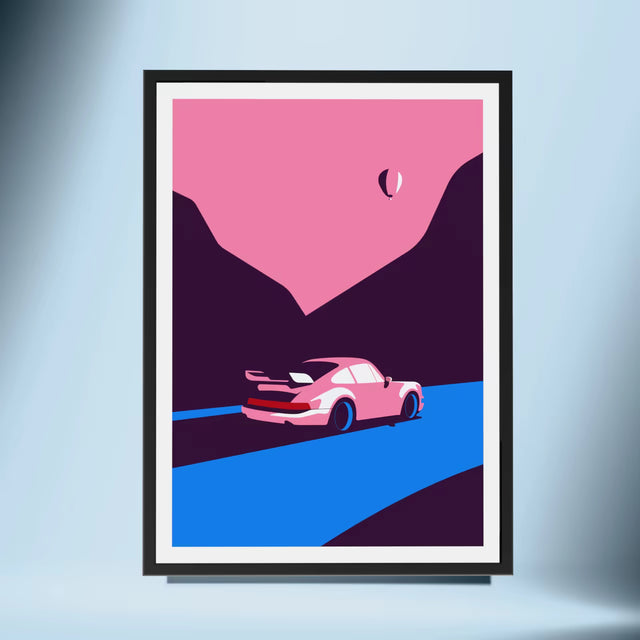 Porsche Turbo Chasing Hot Air Balloon - Car Print