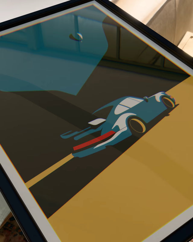 Porsche Turbo Chasing Hot Air Balloon - Car Print
