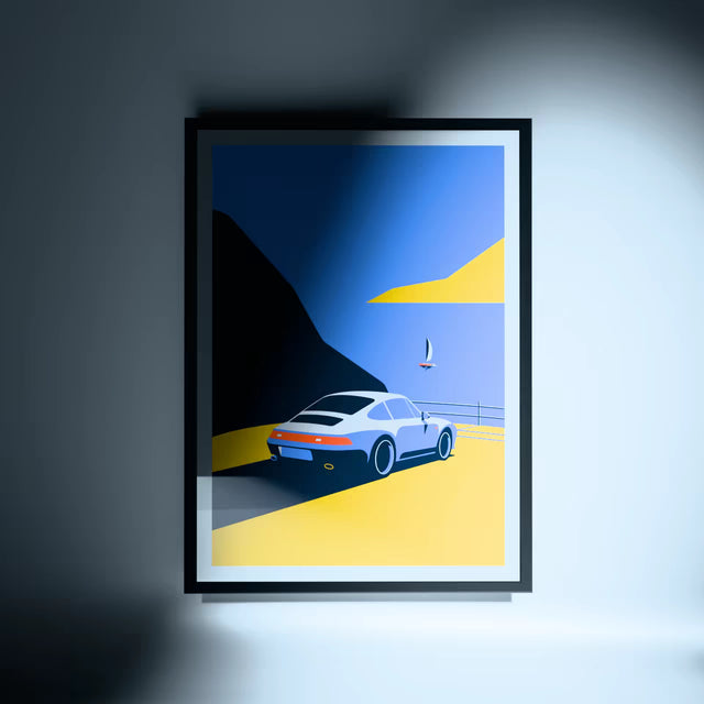Sunset cliff with 993 - Car Print