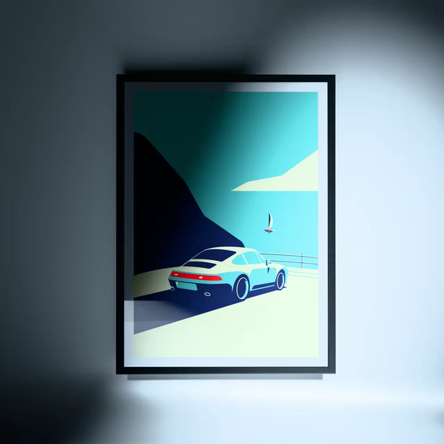 Sunset cliff with 993 - Car Print