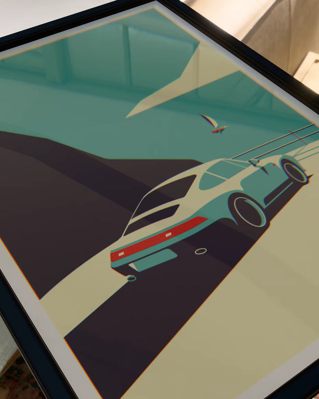 Sunset cliff with 993 - Car Print
