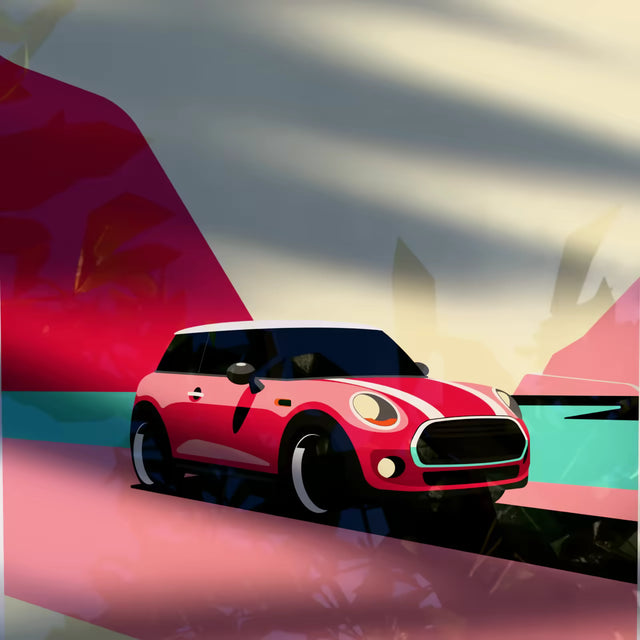 Super Retro Mini Cooper - Car Print