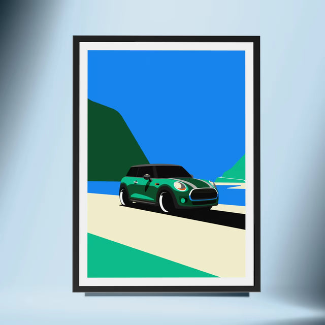 Super Retro Mini Cooper - Car Print