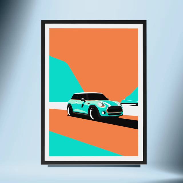 Super Retro Mini Cooper - Car Print