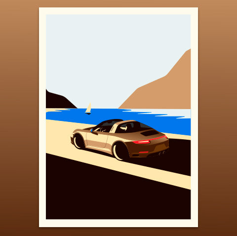 Porsche Targa by the lagoon