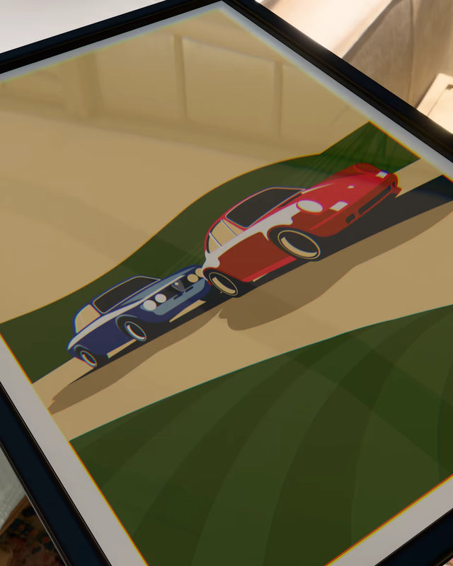 The Great Chase Alfa v.s Porsche - Car Print