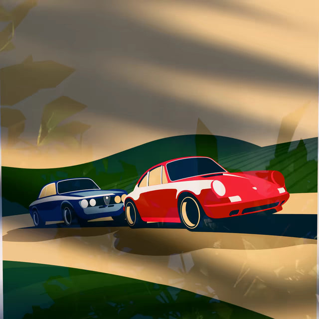 The Great Chase Alfa v.s Porsche - Car Print