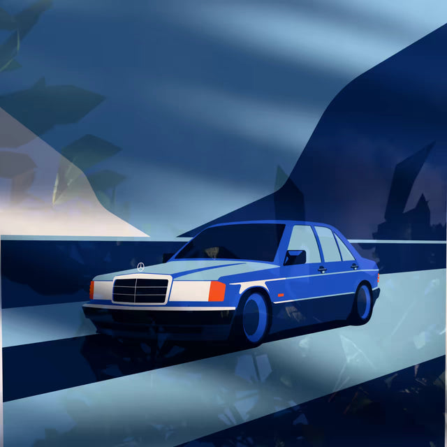 The Mercedes Benz 190e on the road - Car Print