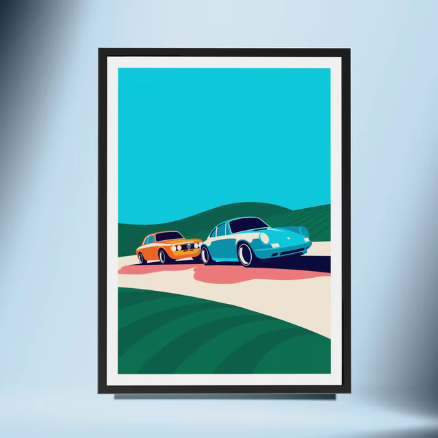 The Great Chase Alfa v.s Porsche - Car Print