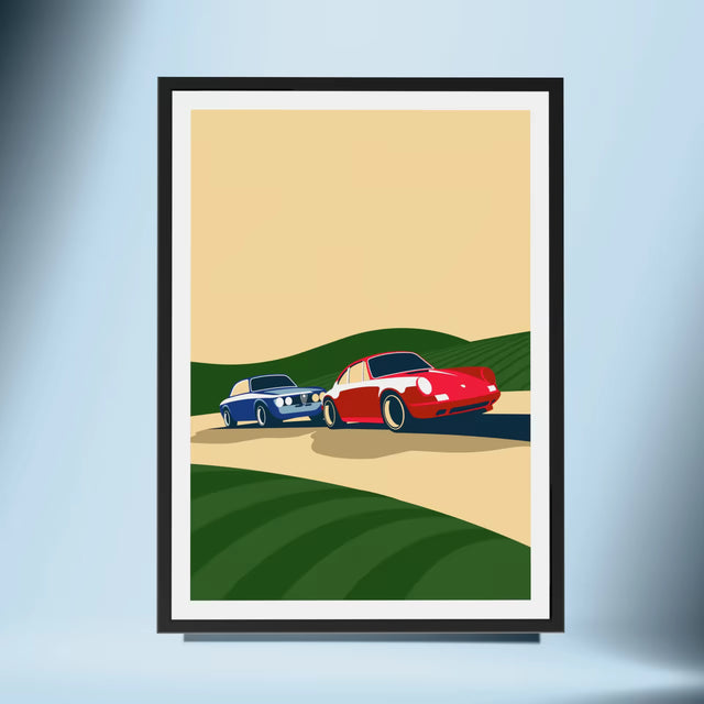 The Great Chase Alfa v.s Porsche - Car Print