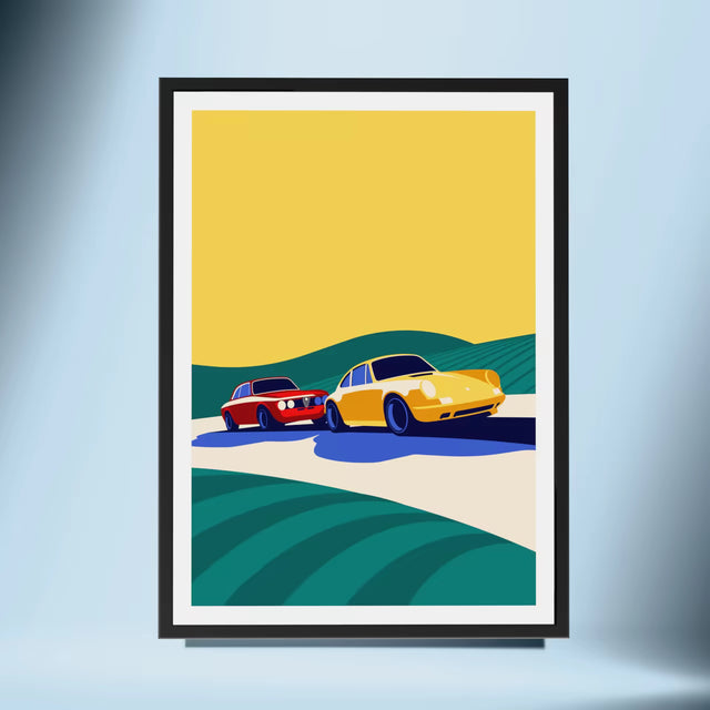 The Great Chase Alfa v.s Porsche - Car Print