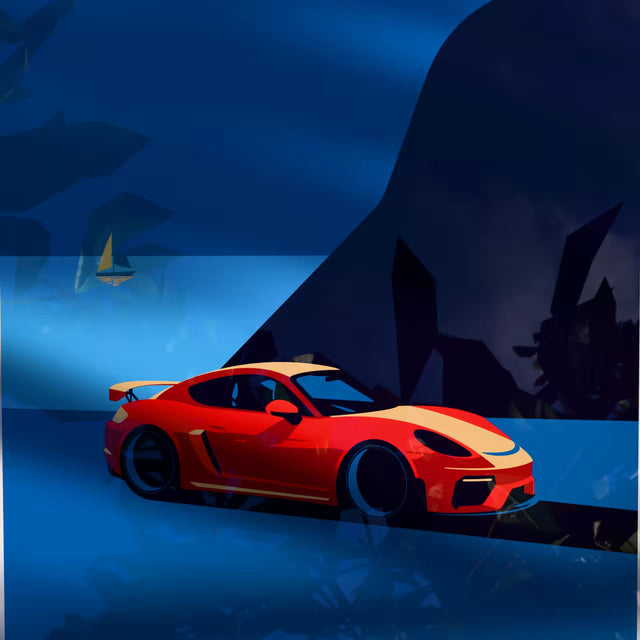 The Travelling Porsche Cayman GT4 - Car Print