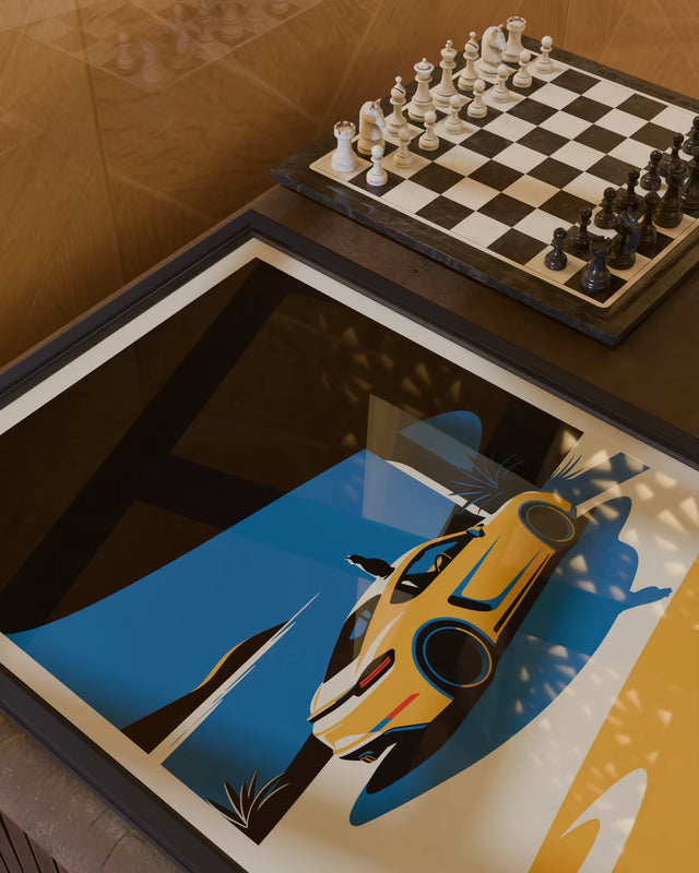 Wondering Cat and His Porsche - Car Print