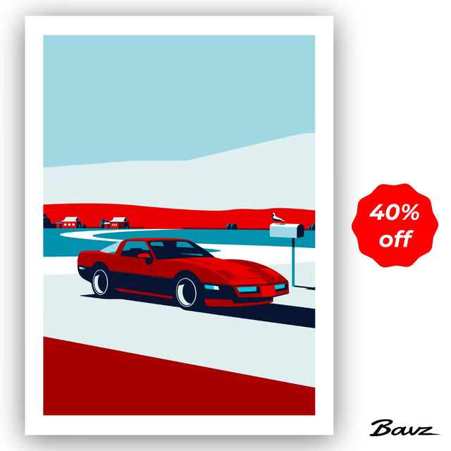 Corvette C4 Village stop - Limited Edition, Premium Giclée Print