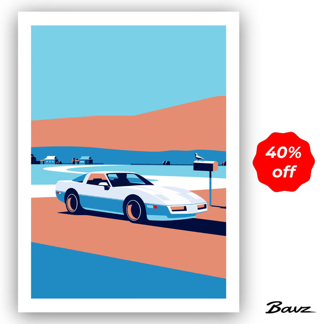 Corvette C4 Village stop - Limited Edition, Premium Giclée Print