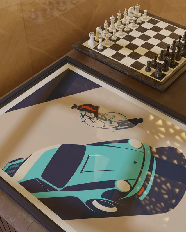 Porsche Turbo Sees Cyclist - Car Print
