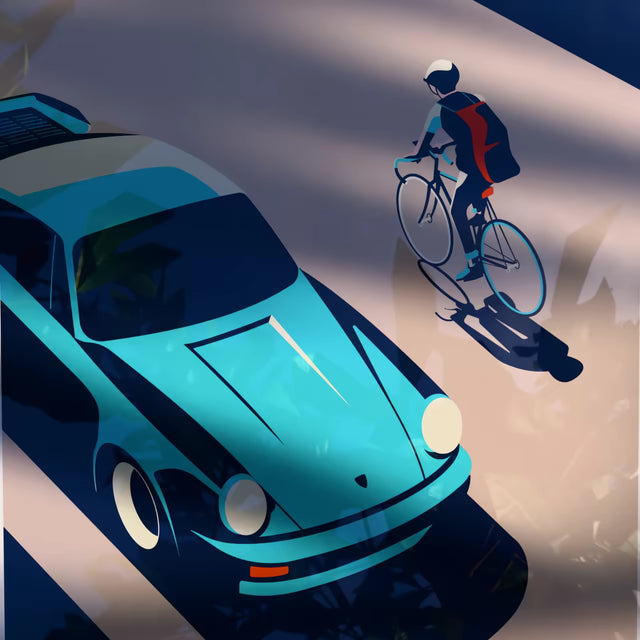 Porsche Turbo Sees Cyclist - Car Print