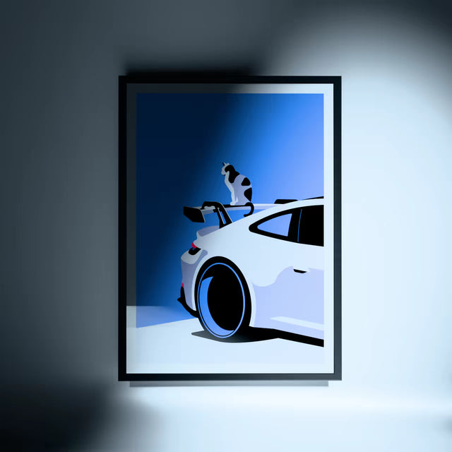 George sitting on a 992 GT3 - Car Print