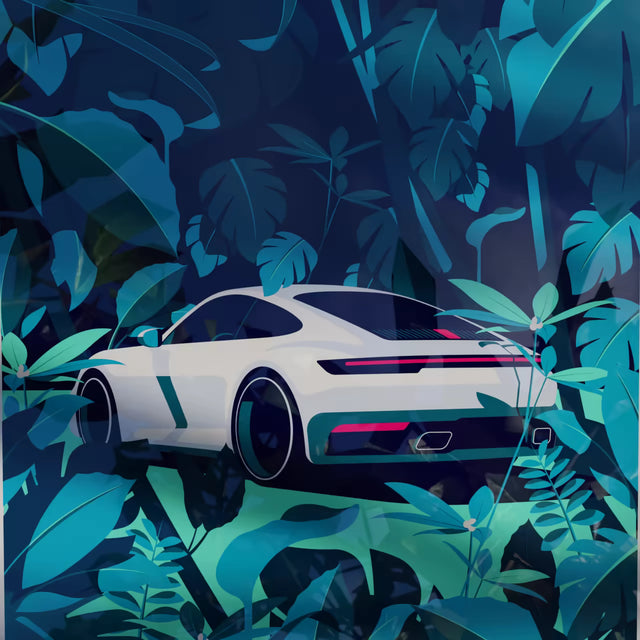 Wild Elegance: The 992 Carrera Chronicles in the Jungle - Car Print