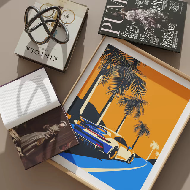 992 GT3 Glides by Palm Trees in California - Limited Edition, Premium Giclée Print