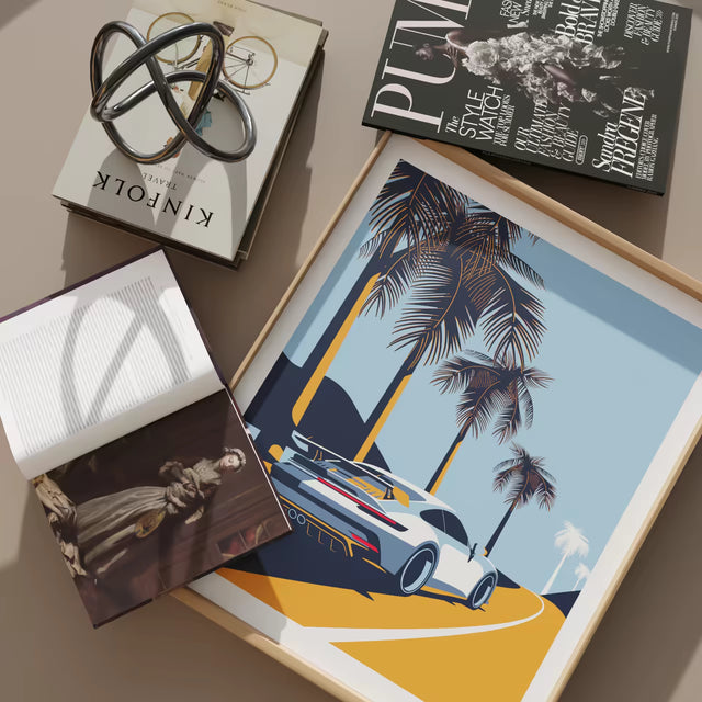 992 GT3 Glides by Palm Trees in Florida - Limited Edition, Premium Giclée Print