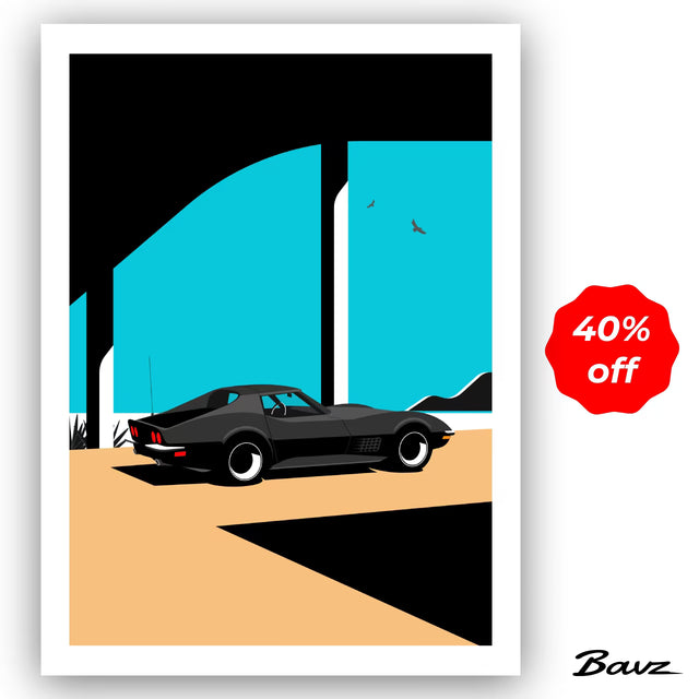 Under the bridge with C3 Corvette - Limited Edition, Premium Giclée Print